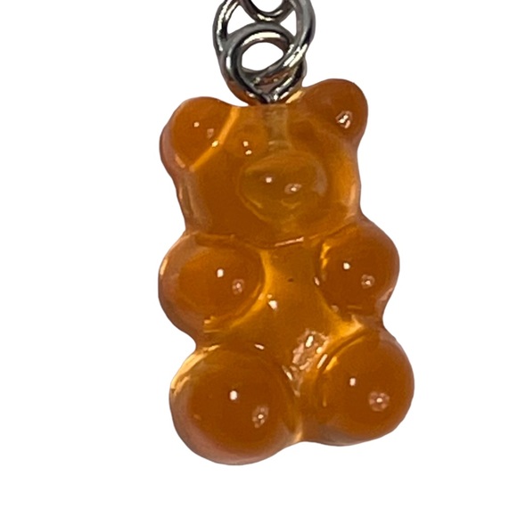 Blue & orange clear plastic gummy bear dangle pendant earrings bundle of 2 NEW - Picture 6 of 9